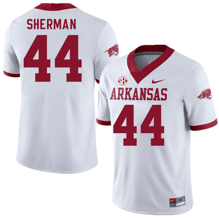 Men #44 Francis Sherman Arkansas Razorback College Football Jerseys Stitched Sale-Alternate White